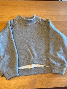 LNA Gray Cropped Crewneck Sweatshirt